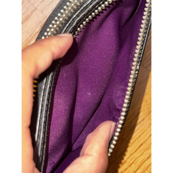 Coach Poppy Signature Monogram Wristlet Clutch Purse Wallet Silver Black Brown - Picture 6 of 16